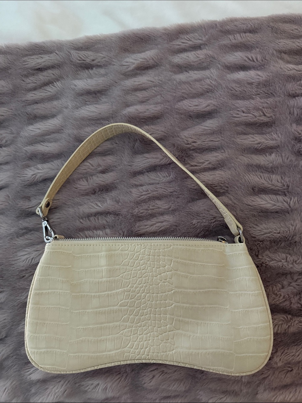 JW PEI Cream Croc-Embossed Shoulder Bag